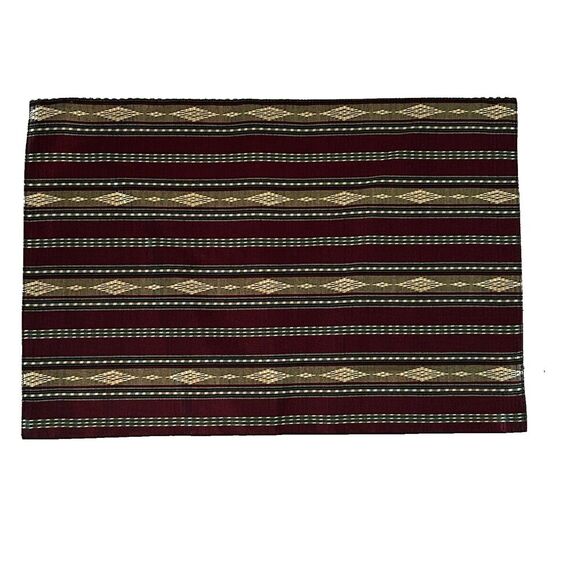 Pier 1 Imports Placemats Set of 6 Striped Red Green Gold Never Used Dining - Picture 2 of 5